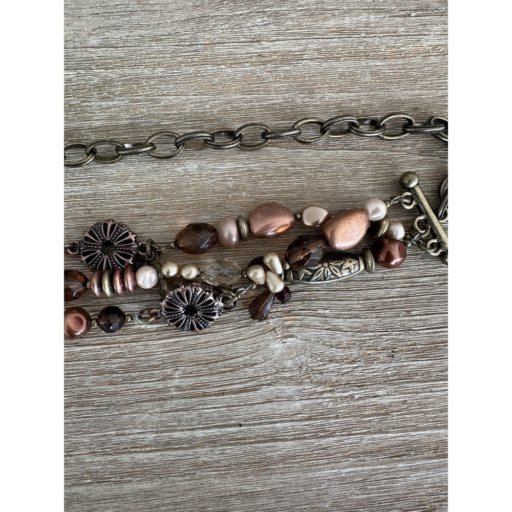 Chico's Chain Belt Beaded Embellished Bronze Neutral Boho Western Festival